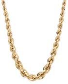 14k Gold Necklace, 3-6mm Square Graduated Polished Rope Chain