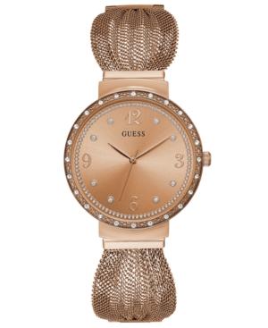 Guess Women's Rose Gold-tone Stainless Steel Mesh Bracelet Watch 36mm