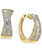 Classique By Effy 14k Diamond Crossover Hoop Earrings In 14k White Or Yellow Gold (1 Ct. T.w.)