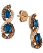 Le Vian Chocolatier Blueberry Sapphire (1-1/8 Ct. T.w.) & Diamond (5/8 Ct. T.w.) Drop Earrings In 14k Rose Gold