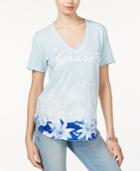 Guess Washed Floral-print Logo T-shirt