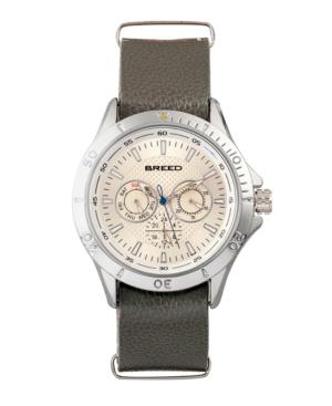 Breed Quartz Manuel Silver Chronograph Leather Watches 46mm