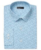 Bar Iii Men's Slim-fit Aqua Floral-print Dress Shirt, Only At Macy's