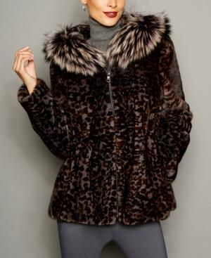 The Fur Vault Animal-print Mink Fur Fox-trim Jacket