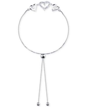 Unwritten Crystal Hearts Slider Bracelet In Sterling Silver