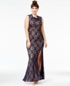 City Studios High-neck Glitter Lace Gown Trendy Plus Size
