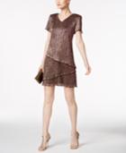 Connected Petite Tiered Metallic Shift Dress