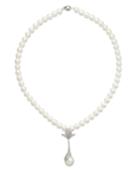 Sterling Silver Necklace, Cultured Freshwater Pearl And Diamond (1/4 Ct. T.w.) Petal Necklace