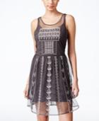 Jessica Simpson Juniors' Hazel Sheer Embellished A-line Dress