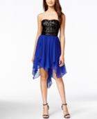 B Darlin Juniors' Strapless Contrast High-low Dress