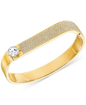 Swarovski Crystal And Pave Hinged Bangle Bracelet