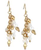 M. Haskell For Inc Gold-tone White Beaded Cluster Drop Earrings, Only At Macy's