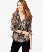 Inc International Concepts Printed Ruched Blouse, Only At Macy's