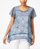 Style & Co Sheer Handkerchief-hem Top, Only At Macy's