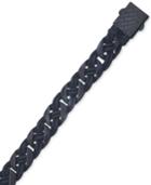 Esquire Men's Jewelry Black Leather Bracelet In Ion-plated Stainless Steel, First At Macy's