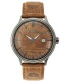 Timberland Men's Edgemount Chestnut Brown Leather Strap Watch 45mm