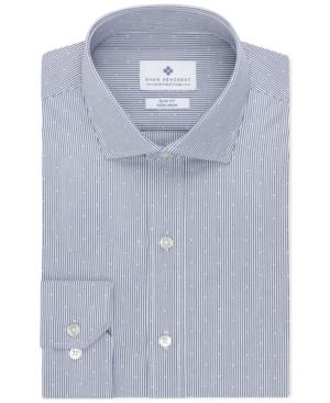 Ryan Seacrest Distinction Non-iron Slim-fit Marine Blue Stripe Dress Shirt