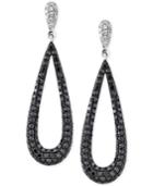 Effy Caviar Black Diamond Teardrop Earrings (1-3/8 Ct. T.w.) In 14k White Gold