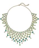 Abs By Allen Schwartz Gold-tone Round Blue & Aqua Stone Drama Collar Necklace