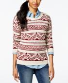 Hippie Rose Juniors' Aztec-stripe Pullover Sweater