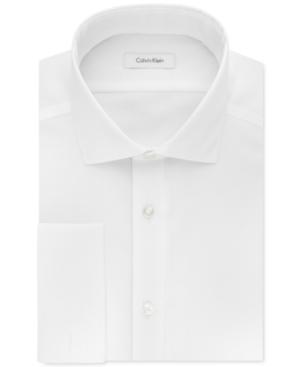 Calvin Klein Steel Men's Slim-fit Non-iron Performance Black French Cuff Dress Shirt