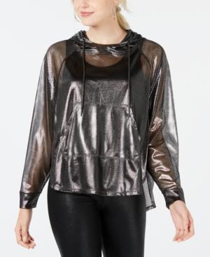 Material Girl Juniors' Metallic Semi-sheer Windbreaker, Created For Macy's