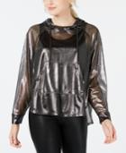 Material Girl Juniors' Metallic Semi-sheer Windbreaker, Created For Macy's