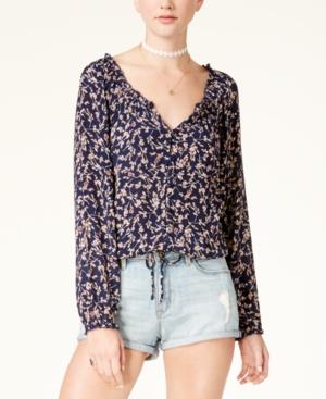 American Rag Juniors' Floral-print Peasant Top, Created For Macy's