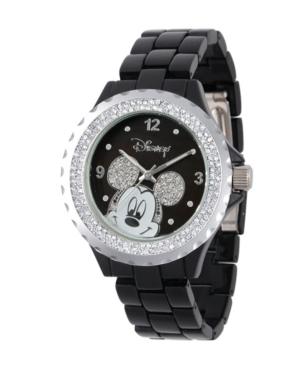 Disney Mickey Mouse Women's Black Enamel Sparkle Alloy Watch