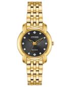 Citizen Eco-drive Women's Jolie Diamond-accent Gold-tone Stainless Steel Bracelet Watch 30mm