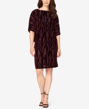 Tahari Asl Burnout Velvet Popover Dress