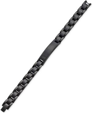 Men's Black Diamond Accent Link Bracelet In Black Ip-plated Stainless Steel