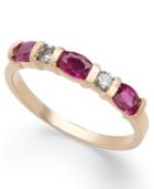 14k Rose Gold Ring, Ruby (1 Ct. T.w.) And Diamond (1/8 Ct. T.w.) Ring