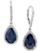 Black Sapphire (12 Ct. T.w.) And White Topaz (1/2 Ct. T.w.) Drop Earrings In Sterling Silver