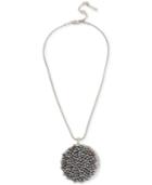 Kenneth Cole New York Silver-tone Gray Imitation Pearl Woven Pendant Necklace, 15 + 3 Extender