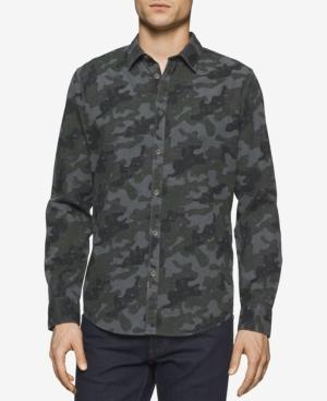 Calvin Klein Men's Long-sleeve Melange Camo-print Shirt