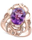 Effy Viola Amethyst (3-7/8 Ct. T.w.) And Diamond (1/5 Ct. T.w.) Ring In 14k Rose Gold