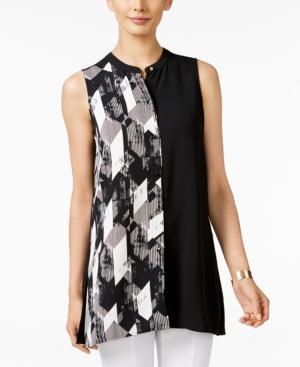 Alfani Printed Colorblocked Top, Only At Macy's