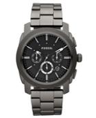 Fossil Men's Chronograph Machine Gray Plated Stainless Steel Bracelet Watch 45mm Fs4662