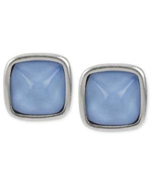 Kenneth Cole New York Silver-tone Blue Faceted Stone Stud Earrings