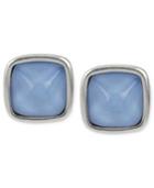 Kenneth Cole New York Silver-tone Blue Faceted Stone Stud Earrings