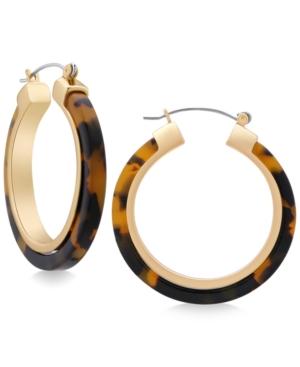 Guess Gold-tone Faux Tortoiseshell Hoop Earrings