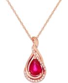Ruby (3/4 Ct. T.w.) And Diamond Accent Pendant Necklace In 14k Rose Gold