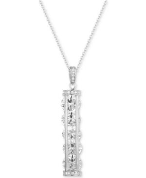 Tiara Cubic Zirconia Elongated 18 Elongated Pendant Necklace In Sterling Silver