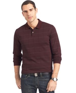 Van Heusen Long-sleeve Jaspe Windowpane Polo