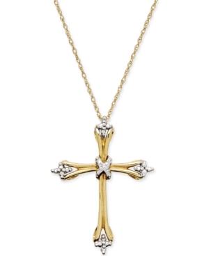 Diamond Accent Cross Pendant Necklace In 10k Gold