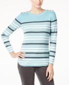 Charter Club Colorblocked Striped Button-detail Sweater, Created For Macy's