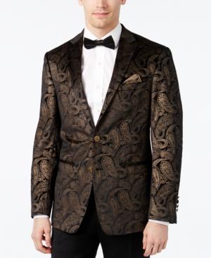 Tallia Men's Slim-fit Black And Gold Paisley Evening Jacket