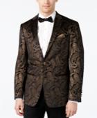 Tallia Men's Slim-fit Black And Gold Paisley Evening Jacket