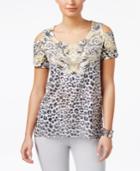 Jm Collection Printed Cold-shoulder Top, Only At Macy's